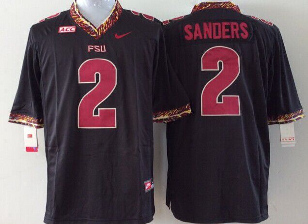 Men Florida State Seminoles FSU 2 Sanders Black Nike 2025 NCAA Jersey